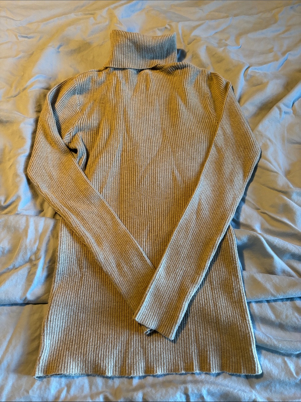 SHEIN Ribbed Turtleneck Sweater in Beige
